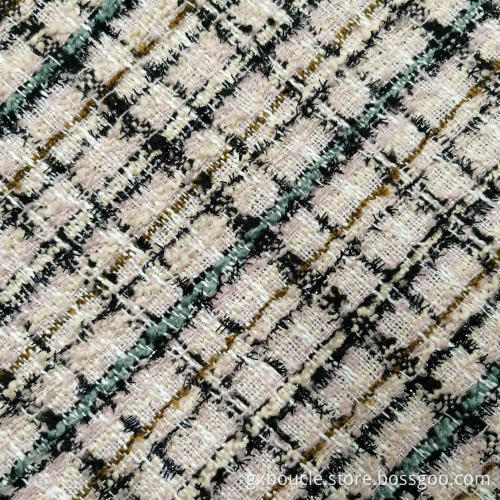 Boucle fashion Plaid design with lurex fabric